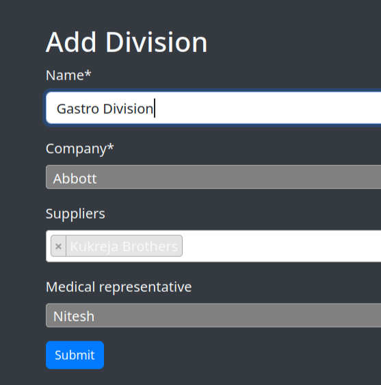 Add Division Page